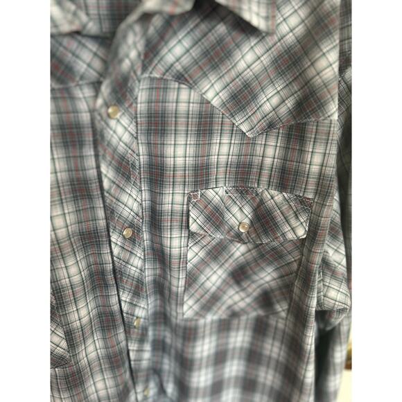 Wrangler Gray Plaid Western Shirt Pearl Snap‎ Size XL - Picture 2 of 4